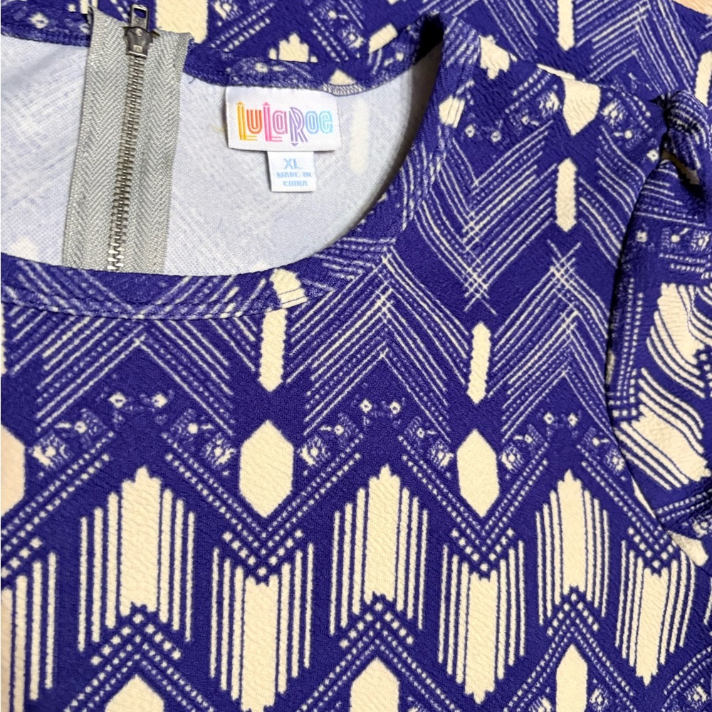 LuLaRoe Amelia Purple and cream Dress